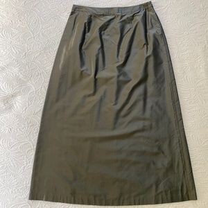 Ann Taylor 100% Silk Midi Skirt, khaki green, Size 4
